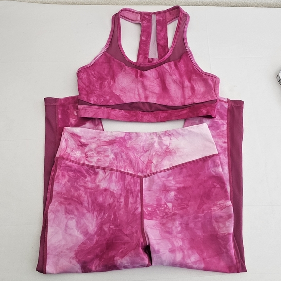 ZYIA Active Tie Dye Fuchsia Hendrix Mesh Light N Tight High Leggings Size 12 - Picture 11 of 14